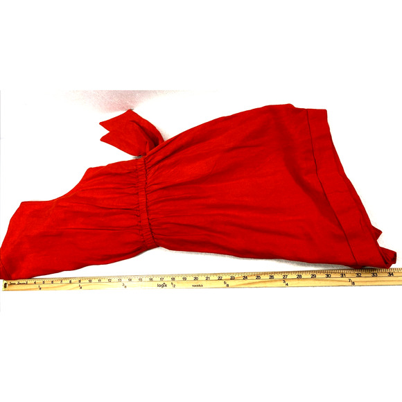 Womens Shorts Jumpsuit Size Medium Red Wrap 1 Piece Romper Linen Blend NWT - Picture 11 of 12